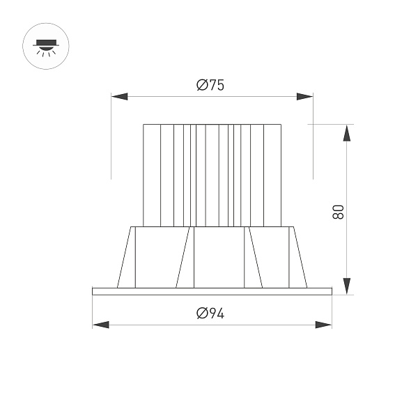 Светильник MS-ATOLL-BUILT-TURN-R94-10W Warm3000 (WH, 60 deg, 230V) (Arlight, IP54 Металл, 5 лет) Lednikoff