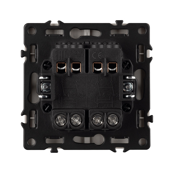 Механизм выключателя двухклавишный перекрёстный SWT-NOBE-MKX2-SFPL-BK (230V, 10A) (Arlight, Черный оникс) Lednikoff