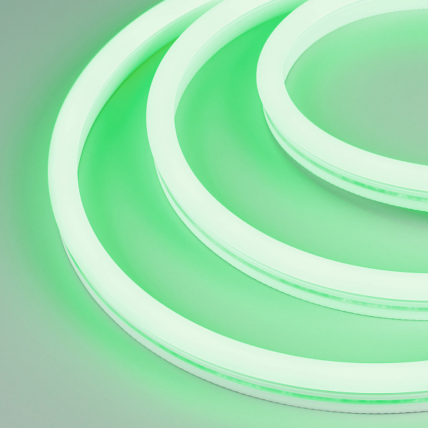 Светодиодная лента герметичная WAVE-SIDE-A120-12x25mm 230V Green (12 W/m, IP67, 50m, wire x2) (Arlight, Грибовидная форма)