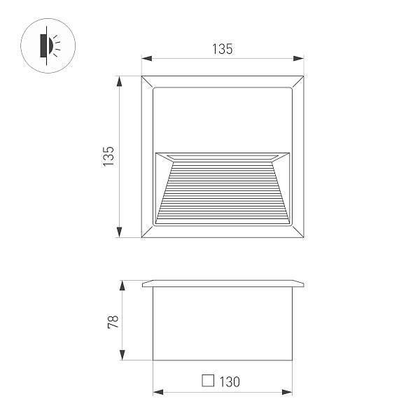 Светильник встраиваемый LTD-RIBONIK-S135x135-5W Warm3000 (Черный, 50 deg, 230V) (Arlight, IP65 Металл, 5 лет) Lednikoff