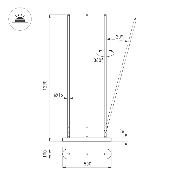 Светильник SP-FRITO-FLOOR-36W Warm3200-MIX (BK, 120 deg, 230V) (Arlight, IP20 Металл, 5 лет)