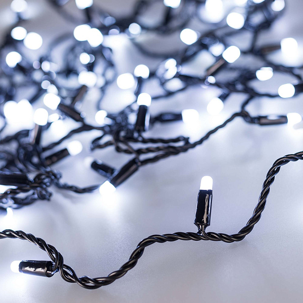 Светодиодная гирлянда ARD-STRING-CLASSIC-10000-BLACK-100LED-MILK-FLASH White (230V, 7W) (Ardecoled, IP65) Lednikoff
