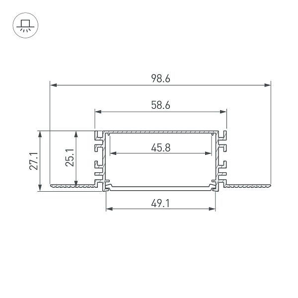 Профиль FANTOM-W49-2000 ANOD (Arlight, Алюминий) Lednikoff