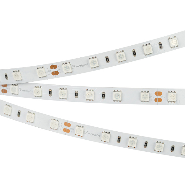 Светодиодная лента RT-B60-10mm 24V Green (14.4 W/m, IP20, 5060, 5m) (Arlight, Открытый) Lednikoff