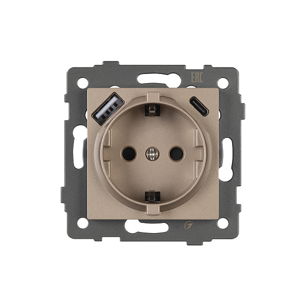 Механизм розетки с USB зарядкой SCT-MUAC-PL-GD-V (250V, 16A) (Arlight, -) Lednikoff