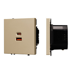 ARL NOBE USB Розетка тип A+C софт-тач золотой песок SCT-MUAC-SFPL-FC-GD (65W, QC3) (Arlight, -)
