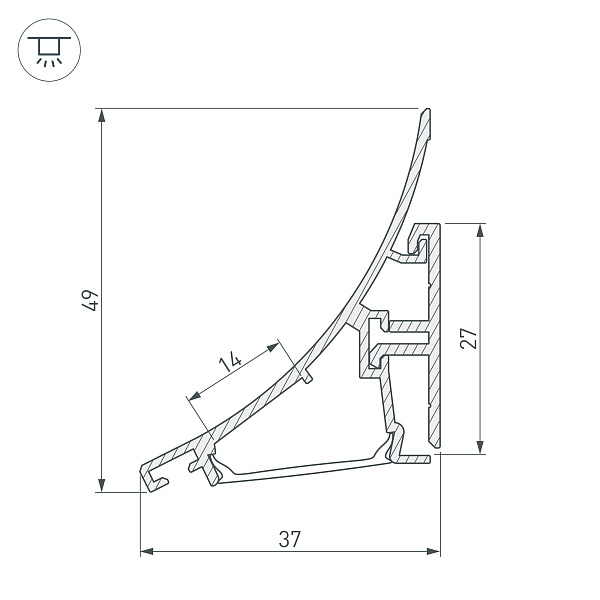 Профиль KARNIZ-R-2000 ANOD (Arlight, Алюминий) Lednikoff