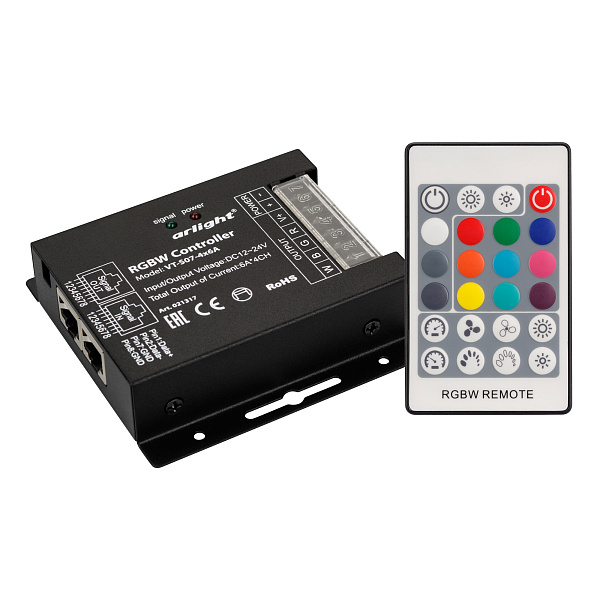 Контроллер VT-S07-4x6A (12-24V, ПДУ 24 кн, RF) (Arlight, IP20 Металл, 3 года) Lednikoff