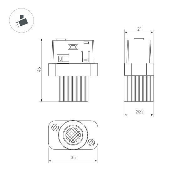 Светильник MAG-ORIENT-BABY-R22-2W Day4000 (BK, 24 deg, 48V) (Arlight, IP20 Металл, 5 лет)