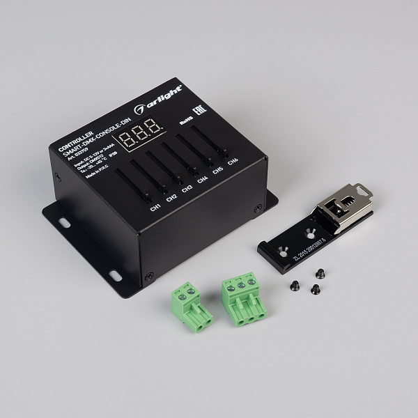 INTELLIGENT ARLIGHT Контроллер SMART-DMX-301-43-6G-SUF Black (5-24V, Console) (IARL, IP20 Металл, 5 лет) Lednikoff