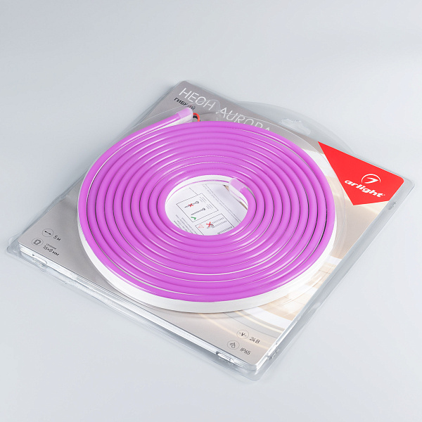 Светодиодная лента герметичная AURORA-PS-A120-16x8mm 24V Purple (10 W/m, IP65, 2835, 5m) (Arlight, Силикон, 2 года)