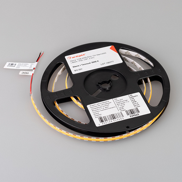 Светодиодная лента COB-X400-8mm 12V Warm3000 (9 W/m, IP20, CSP, 2.5m) (Arlight, -) Lednikoff