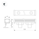 Линейный прожектор AR-LINE-500-9W Warm3000 (GR, 15x60 deg, 230V) (Arlight, IP65 Металл, 3 года) Lednikoff