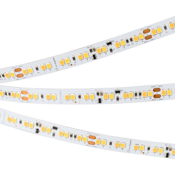 Светодиодная лента RT-A168-10mm 24V Dim-To-Warm (14.4 W/m, IP20, 2835, 5m) (Arlight, Dim-To-Warm) Lednikoff