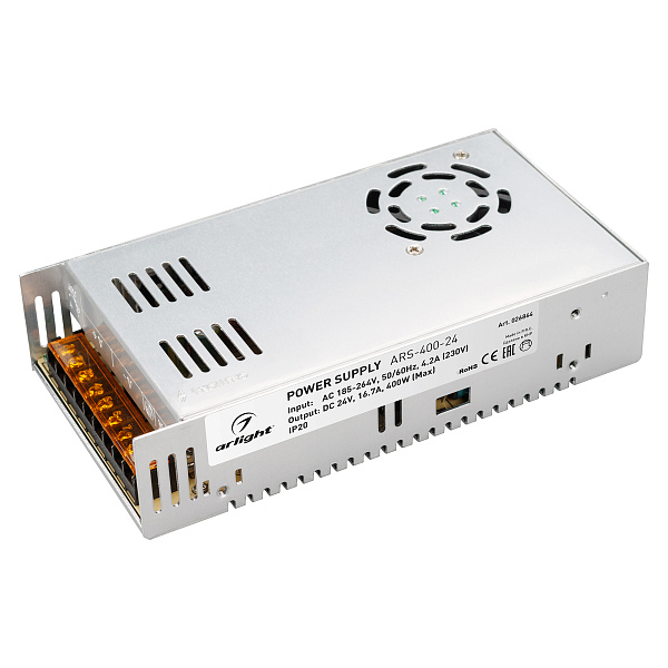Блок питания ARS-400-24 (24V, 16,7A, 400W) (Arlight, IP20 Сетка, 2 года) Lednikoff