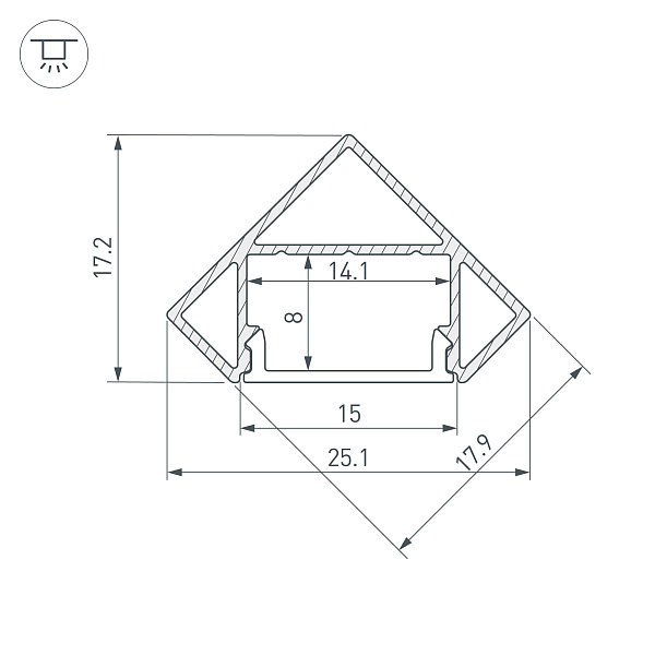 Профиль SL-KANT-H18-2000 BLACK (Arlight, Алюминий) Lednikoff