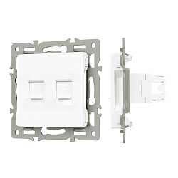 Механизм компьютерной розетки двойной SCT-MPC2-PL-WH (RJ-45, CAT6) (Arlight, -)