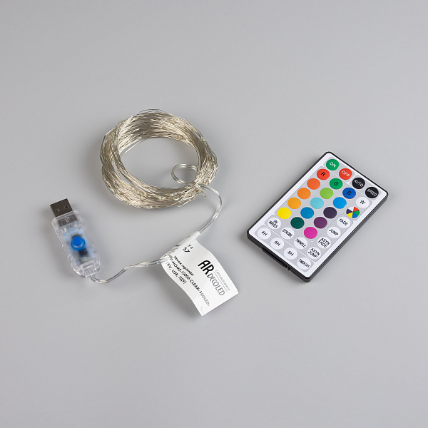 Светодиодная гирлянда ARD-DEW-HOME-10000-CLEAR-100LED-LIVE RGB (5V, USB, ПДУ) (Ardecoled, IP20) Lednikoff