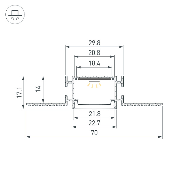 Профиль FANTOM-W23-2000 ANOD (Arlight, Алюминий) Lednikoff