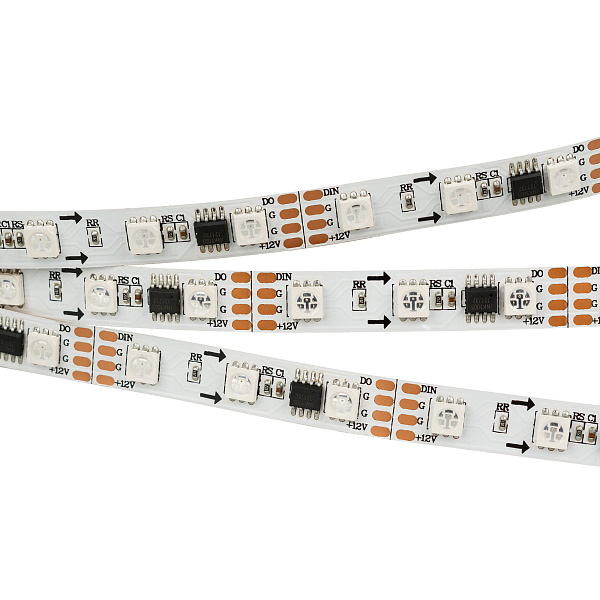 Светодиодная лента SPI-5000-5060-60 12V Cx3 RGB-Auto (10mm, 13.2W/m, IP20) (Arlight, Открытый, IP20) Lednikoff