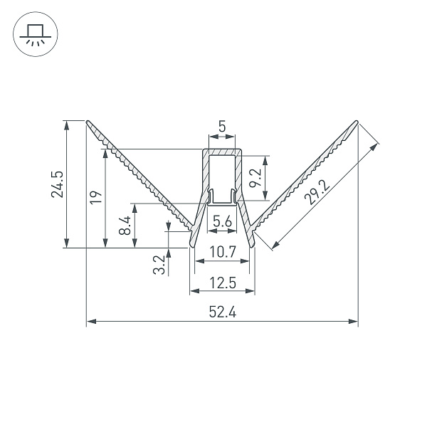 Профиль DECORE-S6-EXT-V-COMFORT-2000 ANOD внешний (Arlight, Алюминий) Lednikoff