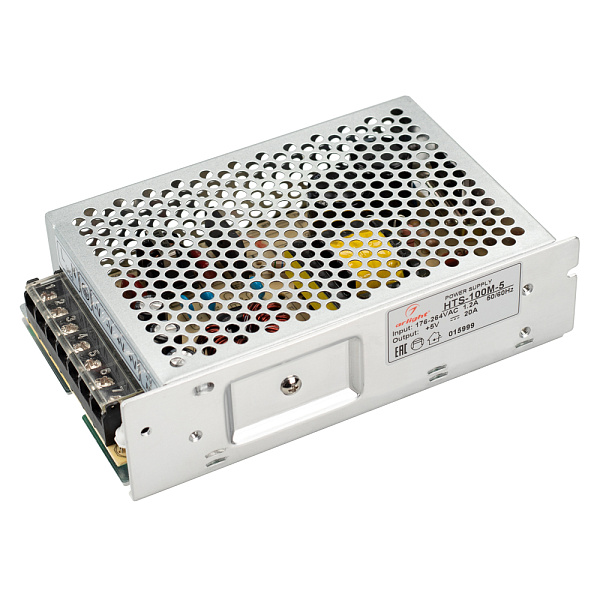 Блок питания HTS-100M-5 (5V, 20A, 100W) (Arlight, IP20 Сетка, 3 года) Lednikoff