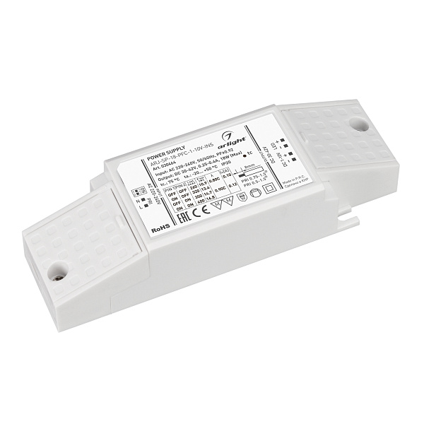 Блок питания ARJ-SP-18-PFC-1-10V-INS (18W, 250-400mA) (Arlight, IP20 Пластик, 5 лет) Lednikoff
