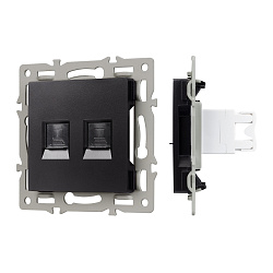 Механизм компьютерной розетки двойной SCT-MPC2-PL-BK (RJ-45, CAT6) (Arlight, -)