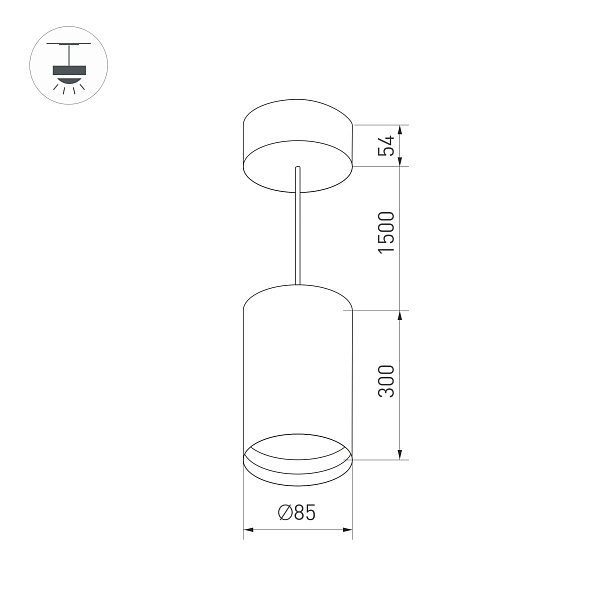 Светильник SP-POLO-HANG-LONG300-R85-15W Warm3000 (WH-WH, 40 deg) (Arlight, IP20 Металл, 3 года) Lednikoff