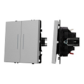 ARL NOBE Выключатель 2 кл подсветка софт-тач никель SWT-MK02-SFPL-L-IS (250V, 10A) (Arlight, -)