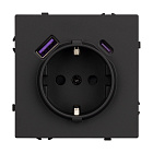 ARL NOBE Розетка зк со шторками с USB тип А+С софт-тач черный оникс SCT-MUAC-SFPL-BK (250V, 16A) (Arlight, -) Lednikoff