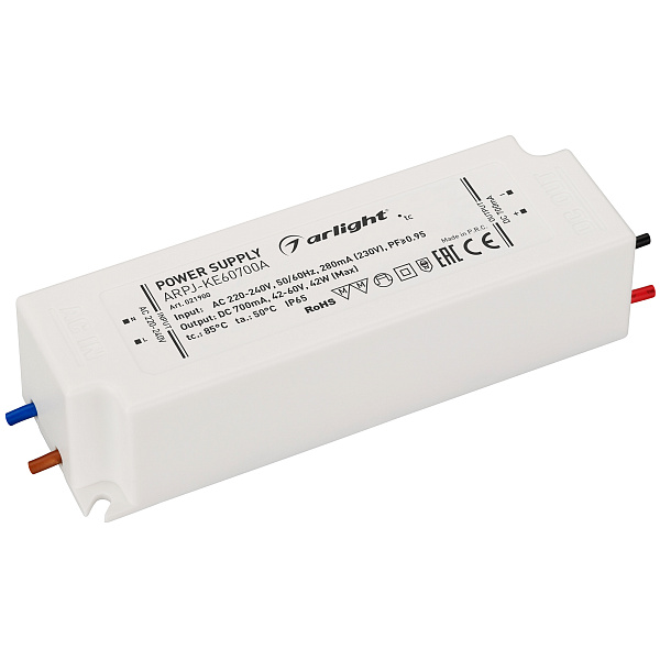 Блок питания ARPJ-KE60700A (42W, 700mA, PFC) (Arlight, IP65 Пластик, 5 лет) Lednikoff
