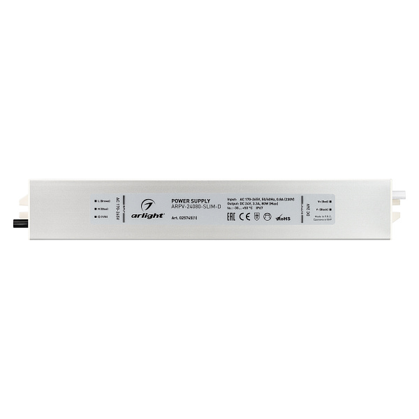 Блок питания ARPV-24080-SLIM-D (24V, 3.3A, 80W) (Arlight, IP67 Металл, 3 года) Lednikoff