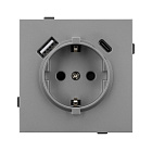 Механизм розетки с USB зарядкой SCT-TENDO-MUAC-PL-GR (230V, 16A) (Arlight, Графитовый) Lednikoff