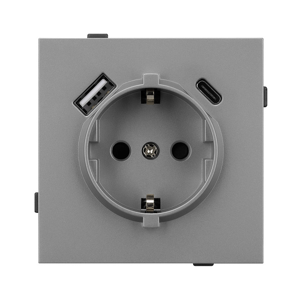 Механизм розетки с USB зарядкой SCT-TENDO-MUAC-PL-GR (230V, 16A) (Arlight, Графитовый) Lednikoff