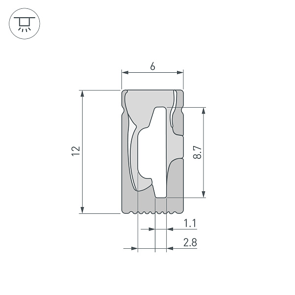 Силиконовый профиль WPH-FLEX-0612-SIDE-S8-5m BLACK (Arlight, Силикон) Lednikoff