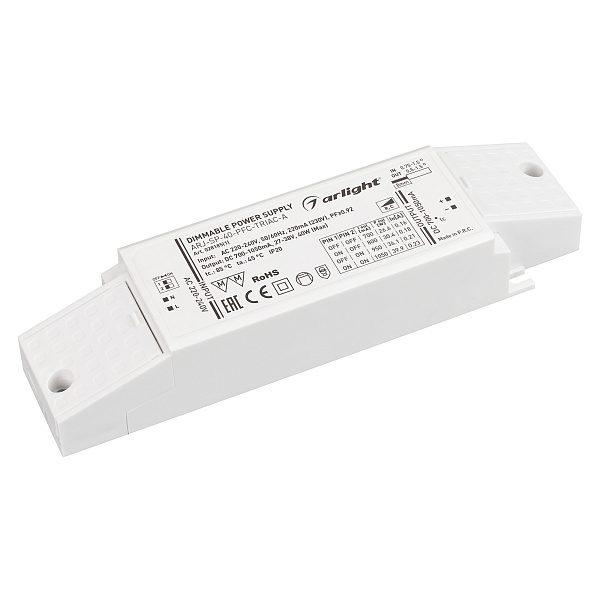 Блок питания ARJ-SP-40-PFC-TRIAC-INS (40W, 27-38V, 0.7-1.05A) (Arlight, IP20 Пластик, 5 лет) Lednikoff