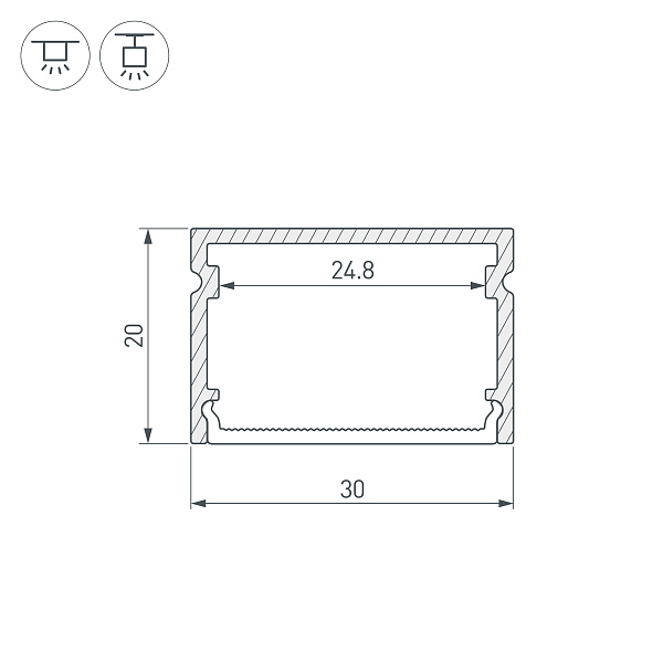 Профиль LINE-3020-2000 ANOD (Arlight, Алюминий) Lednikoff