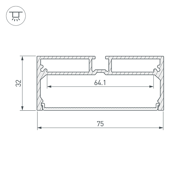 Профиль с экраном SL-LINE-7532-2000 ANOD (Arlight, Алюминий) Lednikoff