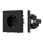 ARL NOBE Розетка зк со шторками софт-тач черный оникс SCT-MEU-SFPL-BK (250V, 16A) (Arlight, -)