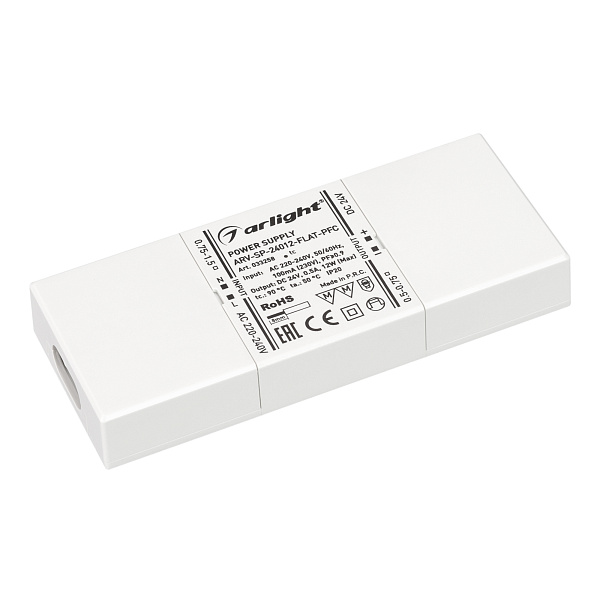 Блок питания ARV-SP-24012-FLAT-PFC (24V, 0.5A, 12W) (Arlight, IP20 Пластик, 5 лет) Lednikoff