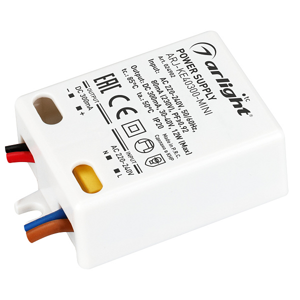 Блок питания ARJ-KE40300-MINI (12W, 300mA, PFC) (Arlight, IP20 Пластик, 5 лет) Lednikoff