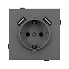 Механизм розетки с USB зарядкой SCT-TENDO-MUAA-SFPL-GR (230V, 16A) (Arlight, Матовый графитовый) Lednikoff