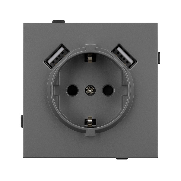 Механизм розетки с USB зарядкой SCT-TENDO-MUAA-SFPL-GR (230V, 16A) (Arlight, Матовый графитовый) Lednikoff
