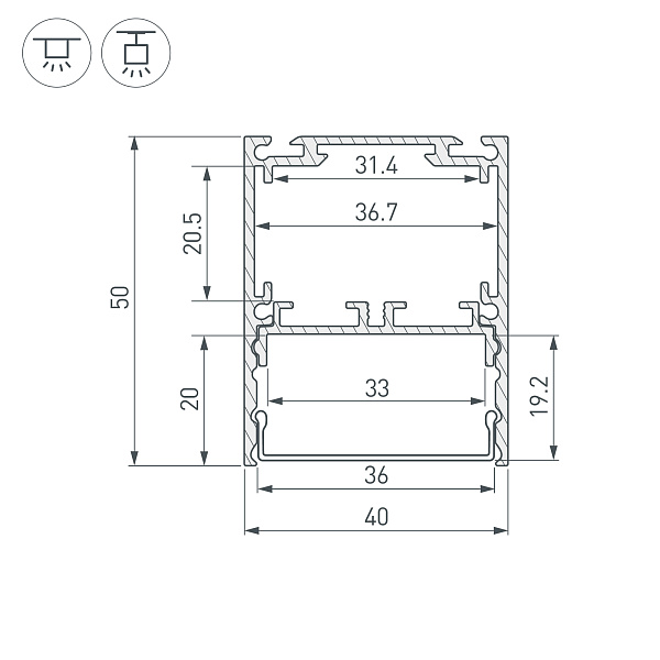 Профиль SL-LINE-4050-3L-2000 ANOD (Arlight, Алюминий) Lednikoff