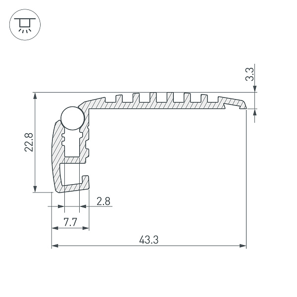Профиль STEP-MINI-2000 ANOD (Arlight, Алюминий) Lednikoff