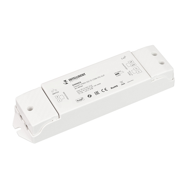 INTELLIGENT ARLIGHT Диммер SMART-PWM-102-72-CDW-PD-SUF (12-36V, 2x5A, ZB, 2.4G) (IARL, IP20 Пластик, 5 лет) Lednikoff