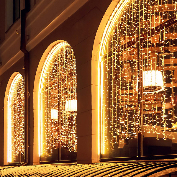Светодиодная гирлянда ARD-CURTAIN-CLASSIC-2000x9000-CLEAR-2200LED-WATERFALL White (230V, 180W) (Ardecoled, IP65) Lednikoff