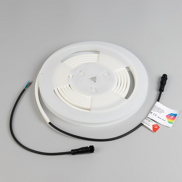 Светодиодная лента герметичная WAVE-SIDE-PU-H120-06x12mm 24V RGB (8 W/m, IP68, 3m, wire x1) (Arlight, Вывод прямой, 3 года)