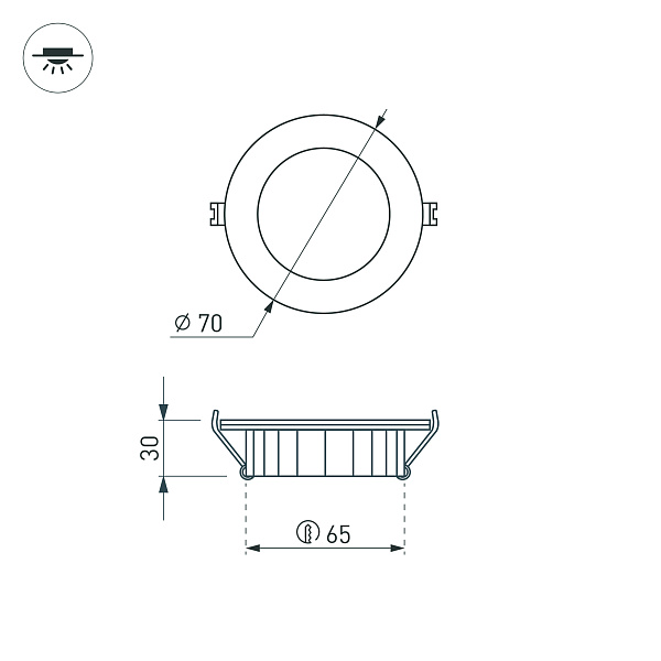 Светодиодный светильник LTM-R70WH-Frost 4.5W Warm White 110deg (Arlight, IP40 Металл, 3 года) Lednikoff